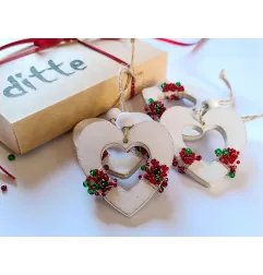 Wooden heart with beads