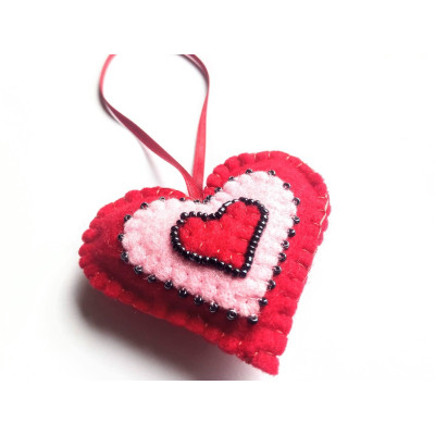 Heart with beads on a ribbon