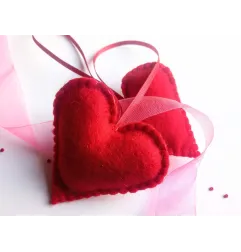 Heart in red ribbon