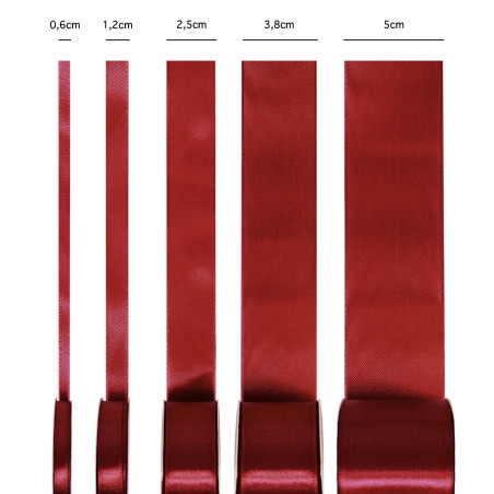 Satin ribbon burgundy red 25mm, 23m