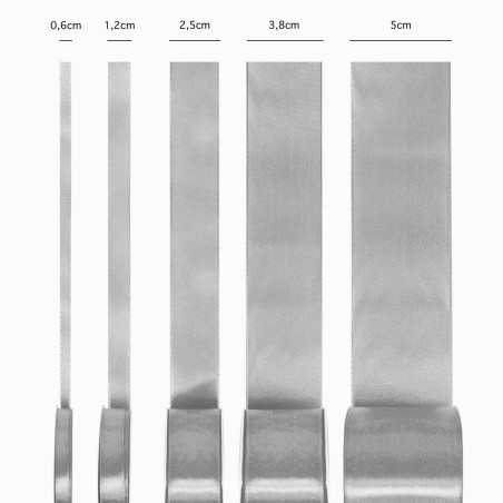 Satin ribbon gray 12mm, 23m