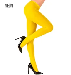 Women's 40 DEN neon yellow fluorescent tights, suitable for costumes, parties and stage roles