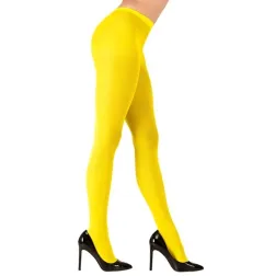 Tights women's 40 den neon yellow UV glow, M-XL