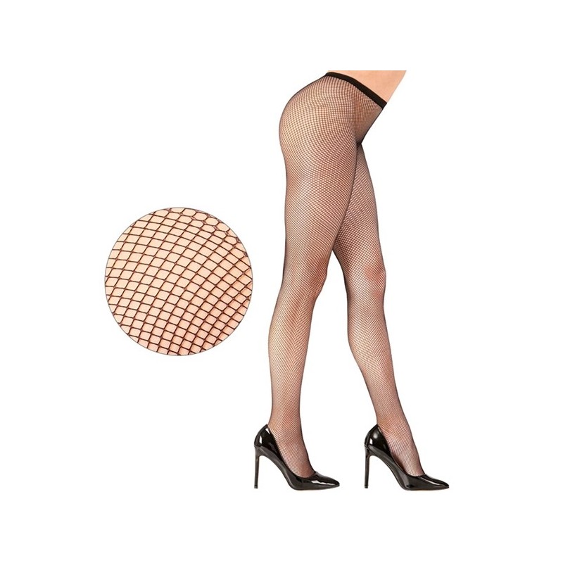 Black fishnet tights in sizes M–XXL, women's mesh pattern tights