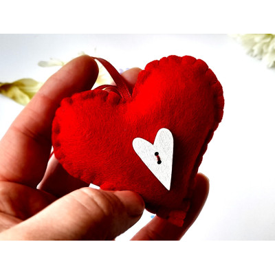 Heart with wooden decoration