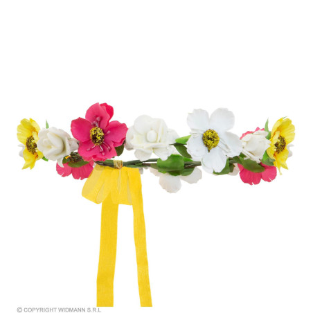 Flower wreath with yellow ribbon