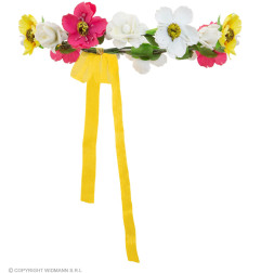Flower wreath with yellow ribbon