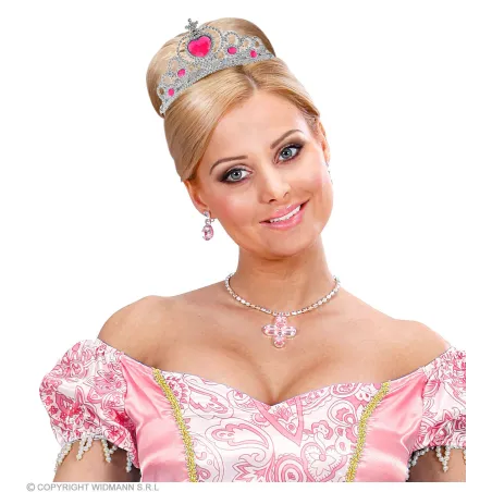 Silver tiara with pink stones