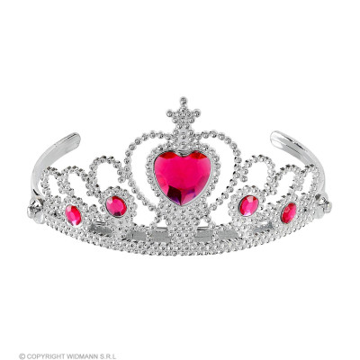 Silver tiara with pink stones