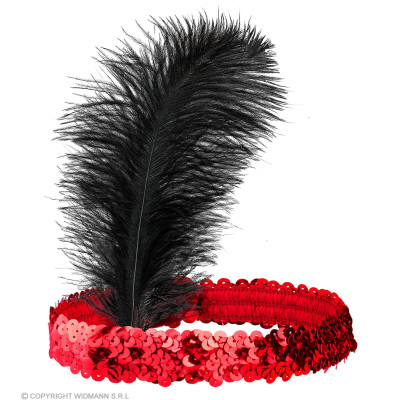 Headband with a red feather