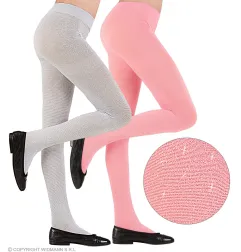 Children's tights 40 DEN pink with shine, 7-10 years