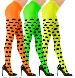 Tights women's 70 den neon green with black dots